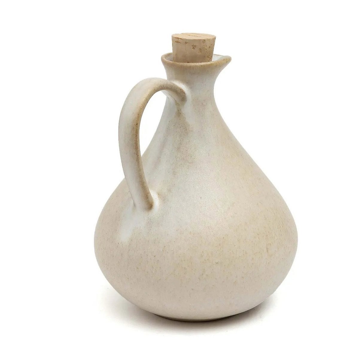 Huilier en grès N°80 – Blanc Mat Forme Poire – Bouchon Liège | Bazar Bizar