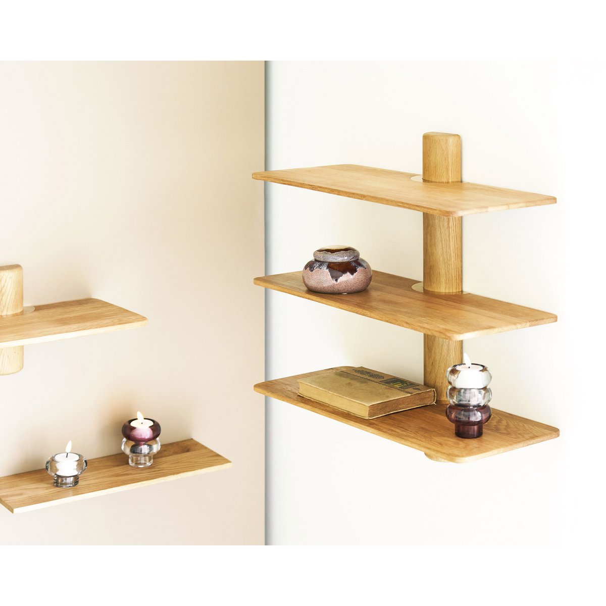 Étagère murale Calcata chêne – 3 niveaux – 55 × 22 × 55,5 cm