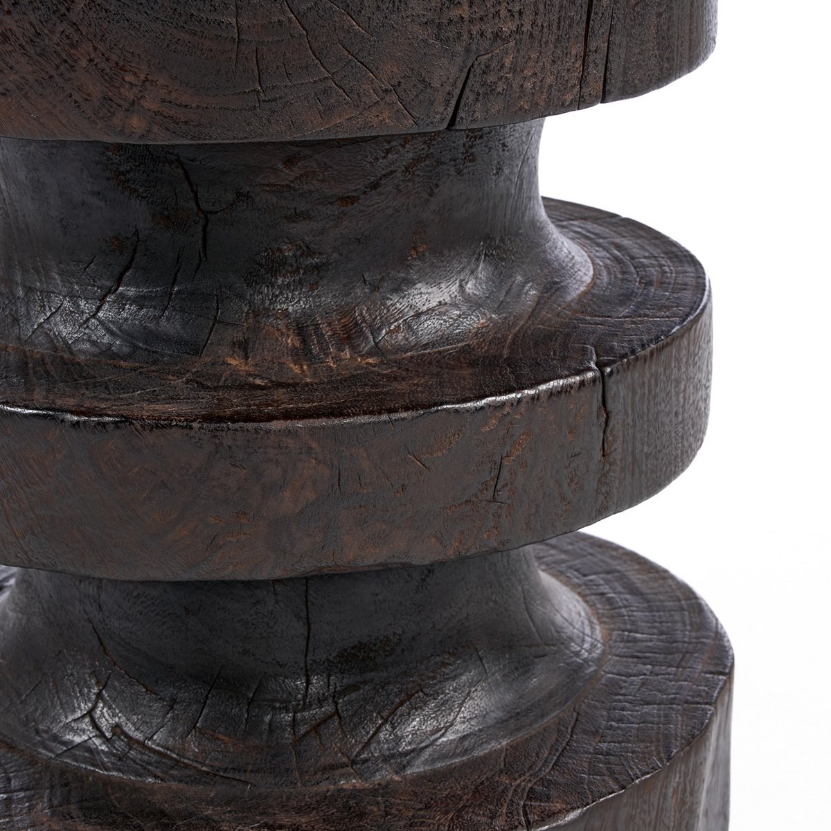 Table d’appoint Moka Rings en manguier massif finition noyer foncé 40 × 40 × 60 cm