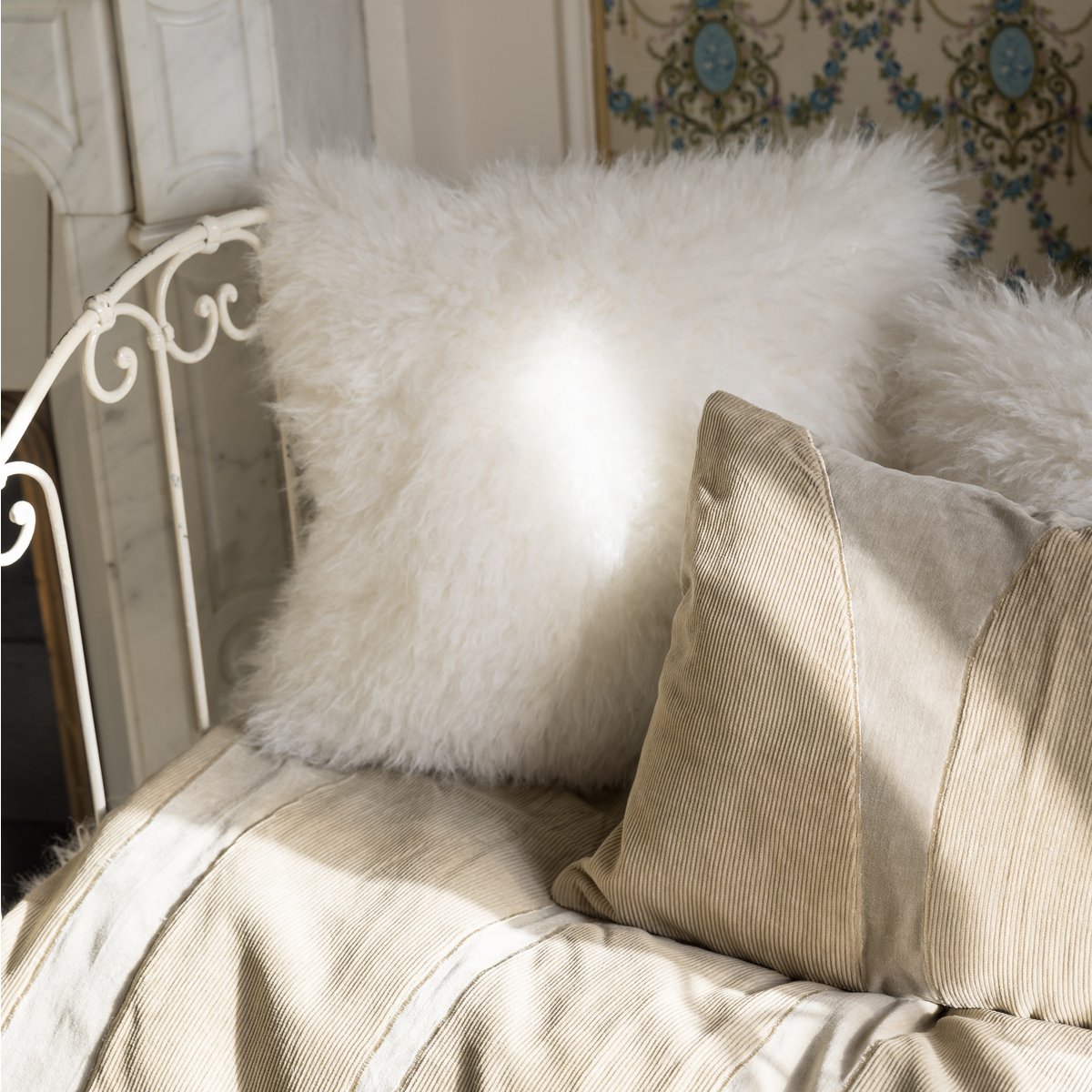 Coussin Betani Neige carré 45 × 45 cm