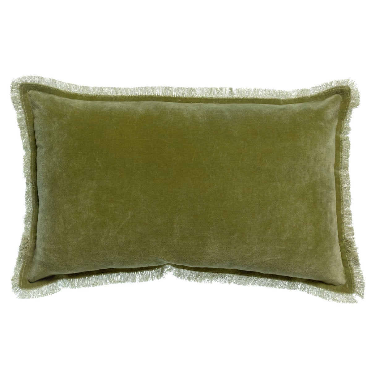 Coussin rectangulaire uni Fara Olive 30 × 50 cm