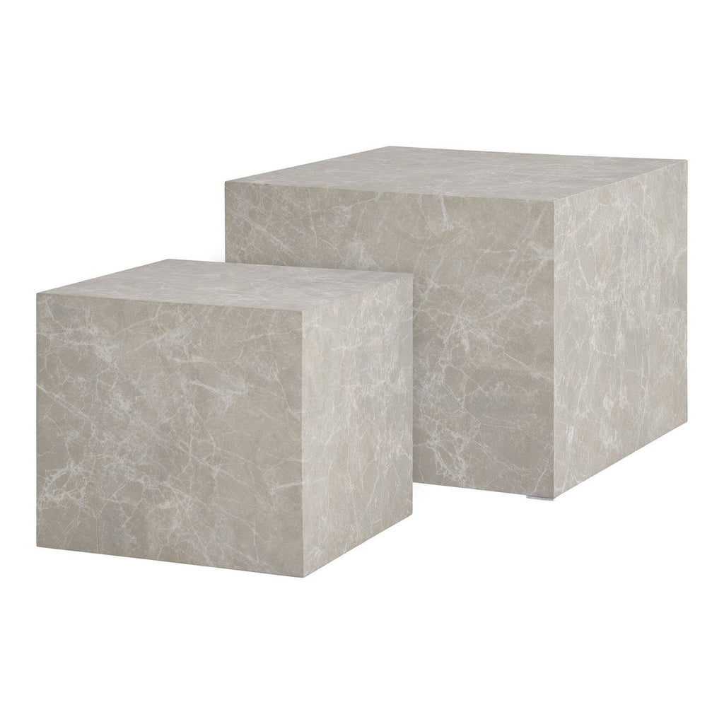 Tables Basses Prague - Aspect Marbre Beige, Lot de 2 (42 & 50 cm)