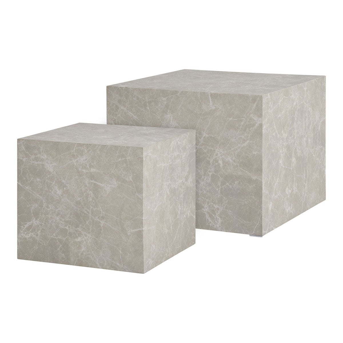 Tables Basses Prague - Aspect Marbre Beige, Lot de 2 (42 & 50 cm)