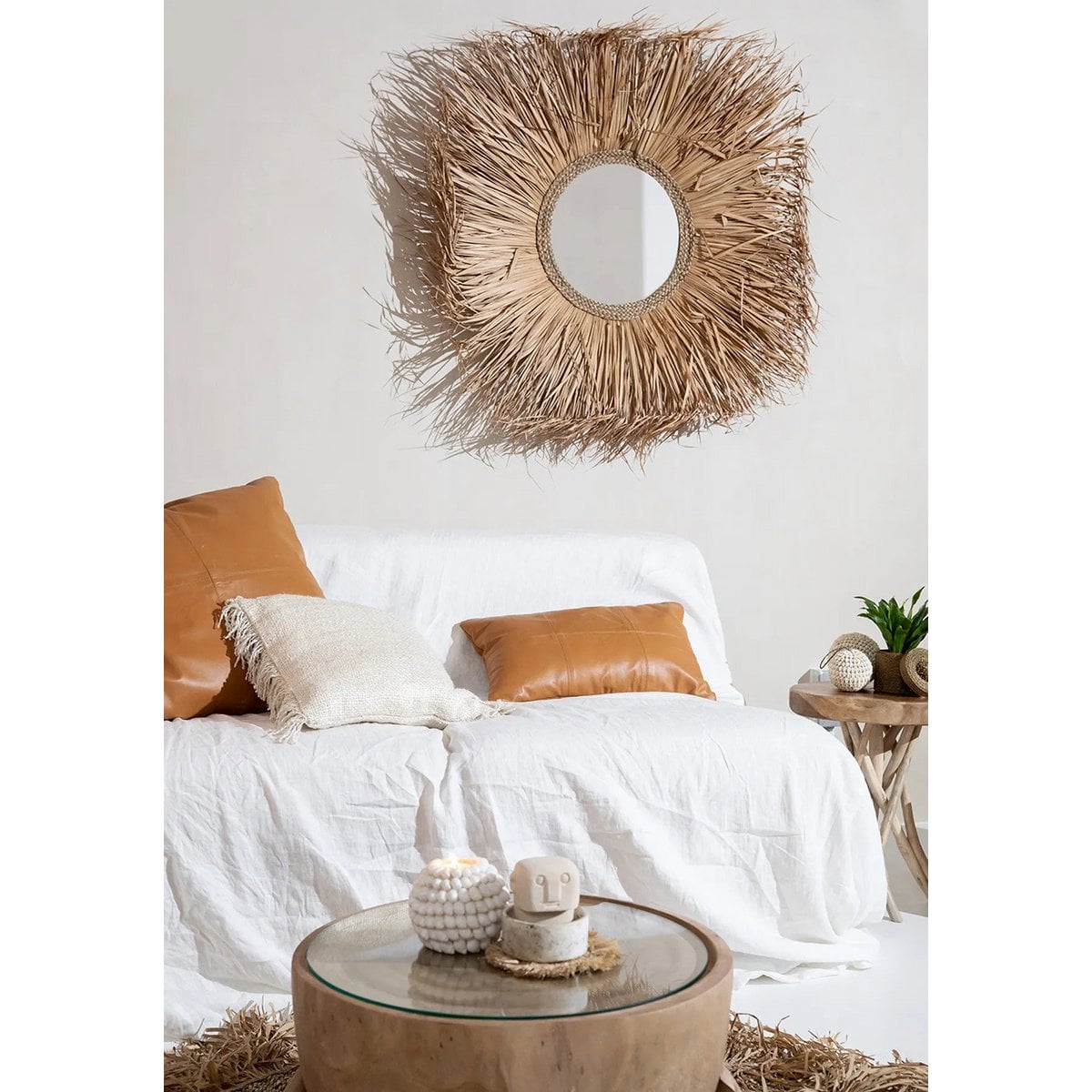 La Housse de Coussin en Cuir à Six Panneaux - Camel - 30x50