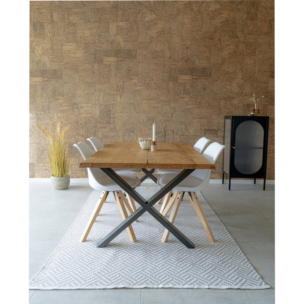 Chaise de salle à manger Bergen – Cuir PU, plastique moulé, bois d'hévéa, blanc – Lot de 2