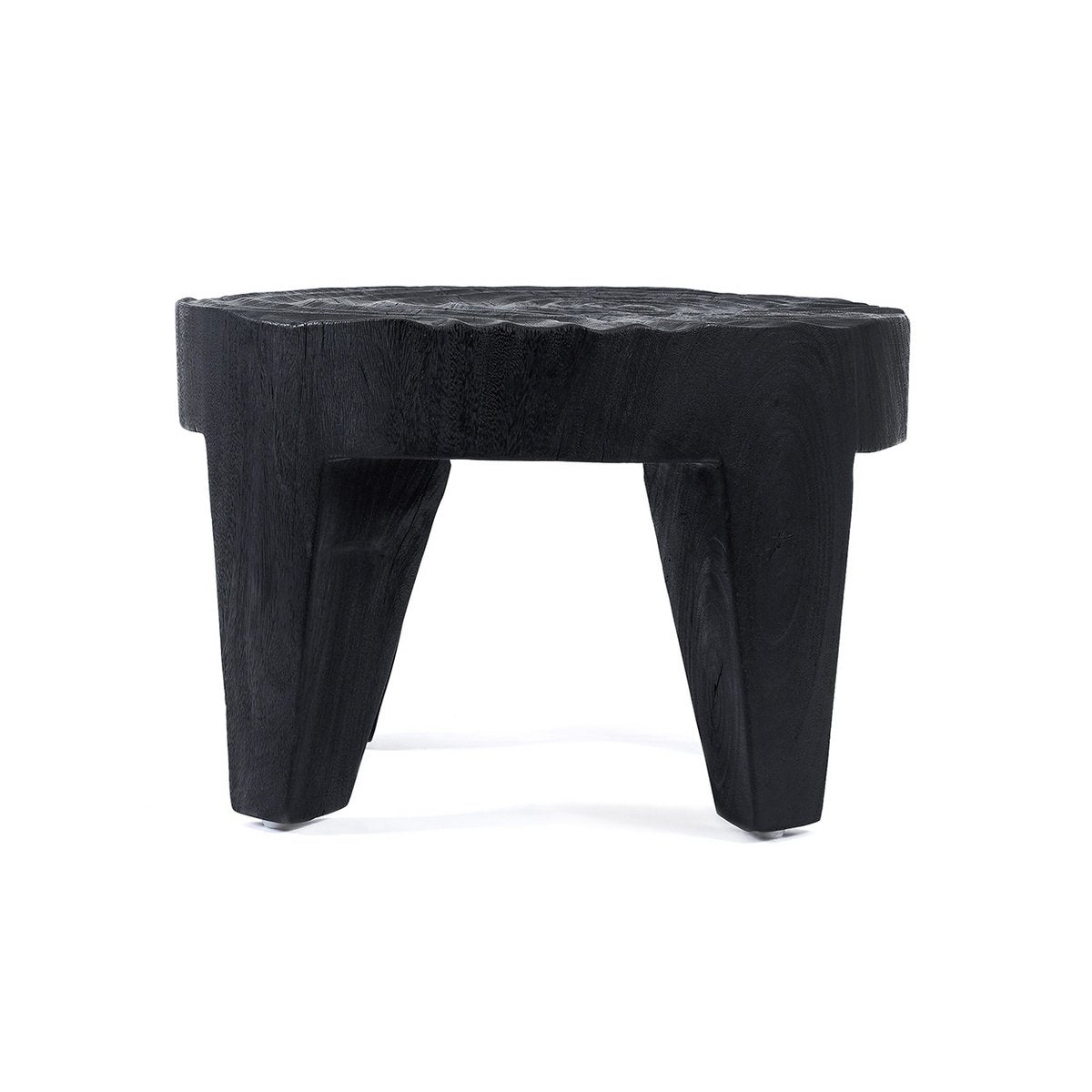 Table basse sculpturale en bois de suar Madero – Noir | Bazar Bizar