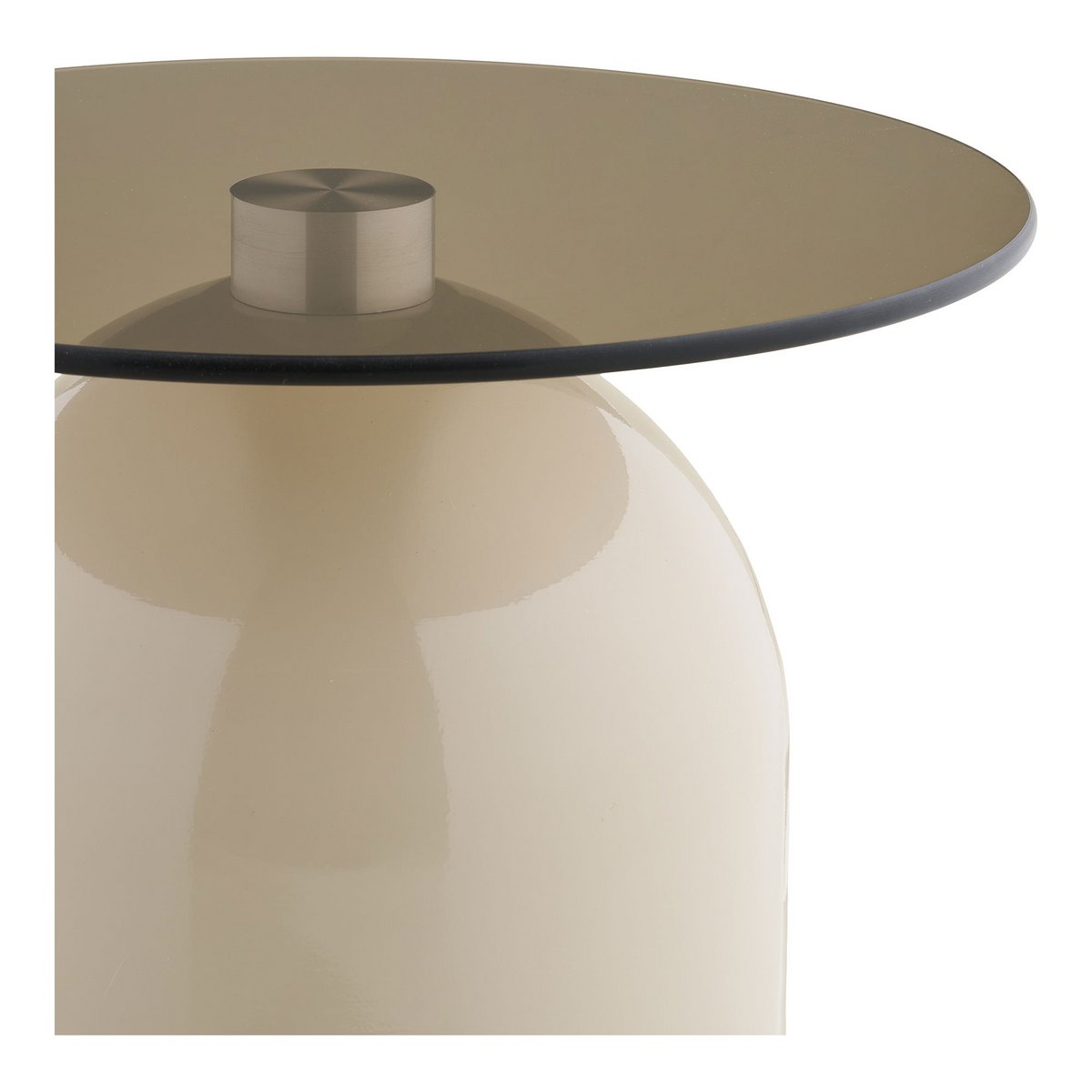 Table d'Appoint Ravello - Verre Trempé & Métal Gris/Beige, Ø40x52 cm