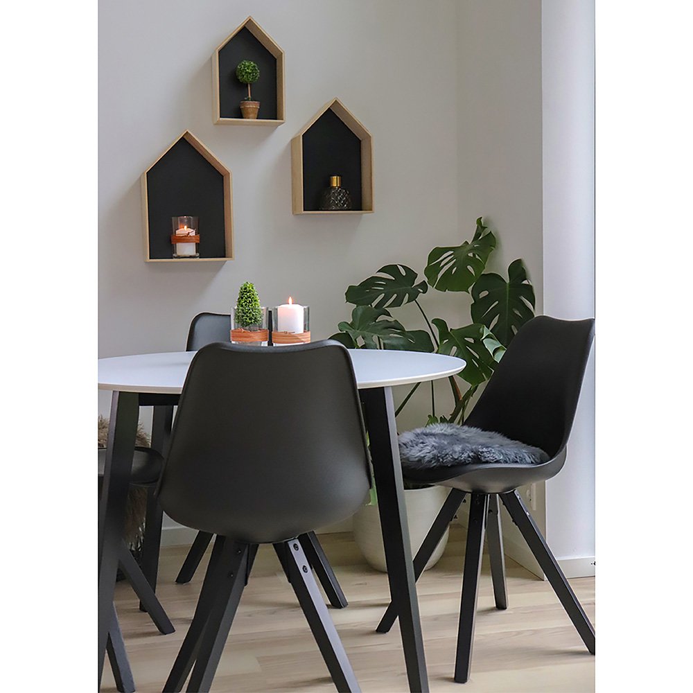 Chaise de salle à manger Bergen – Cuir PU noir & bois noir (lot de 2)