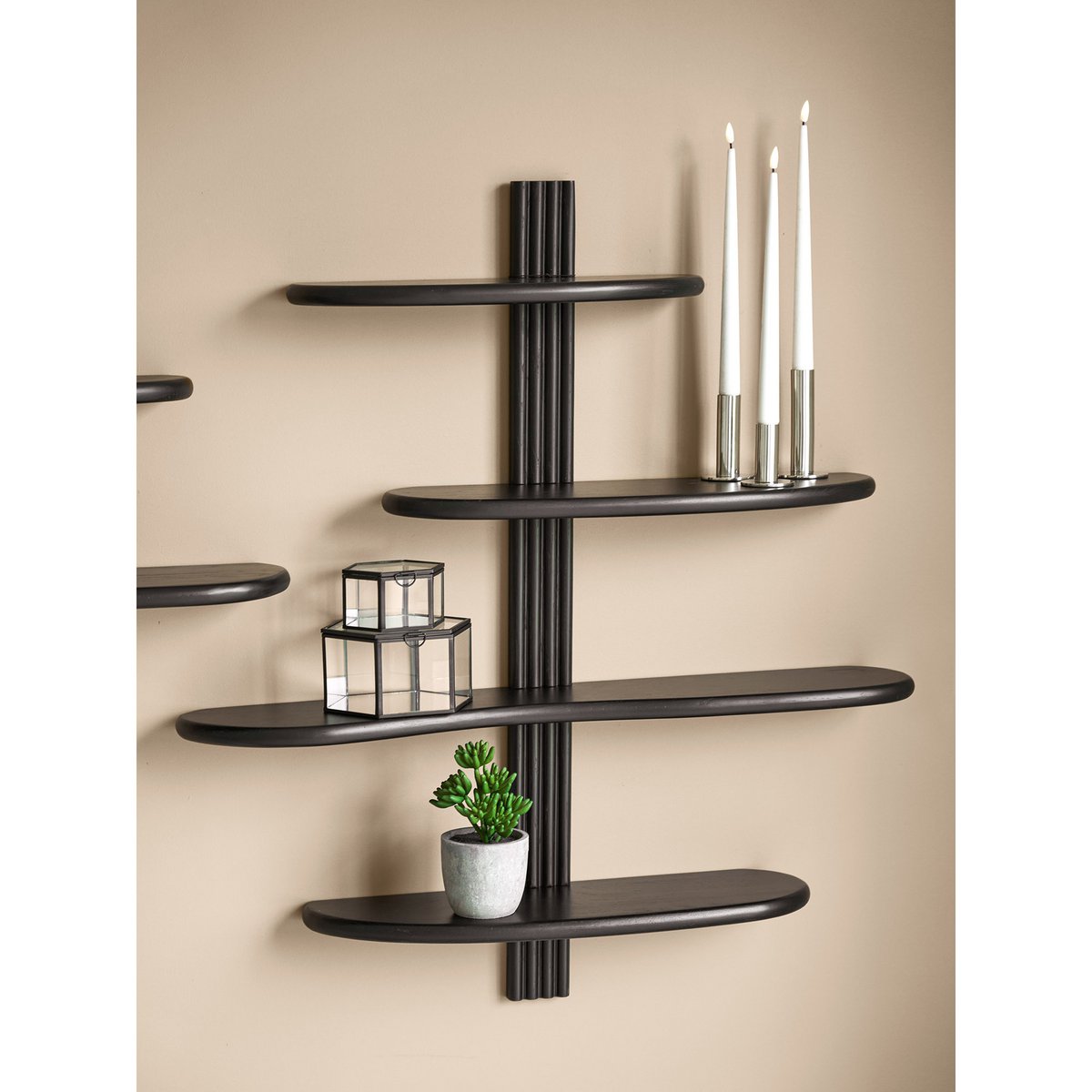 Étagère murale Aliano chêne et noir – 80 × 17,5 × 88 cm