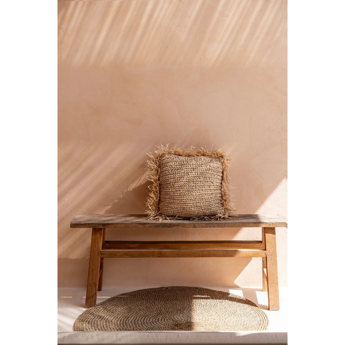 Housse de coussin en raphia – Naturel – 60×60cm | Bazar Bizar
