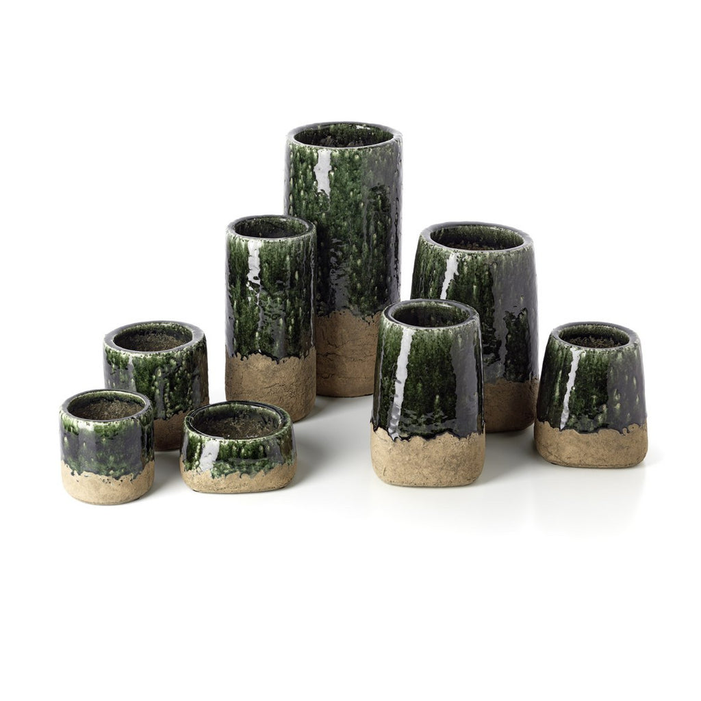 Vase cylindrique en grès Moss – Vert Béton – L | Bazar Bizar