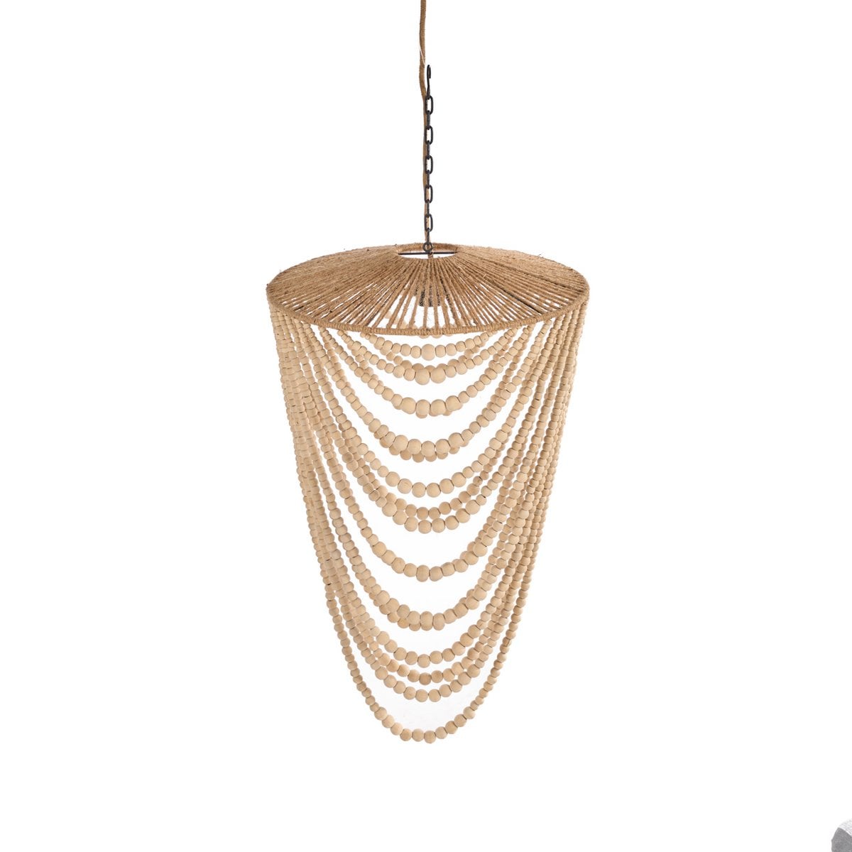 Le Lustre en Perles de Bois - Naturel - L