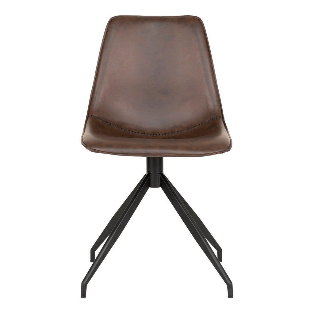 Chaise de salle à manger Monaco pivotante – Cuir PU marron foncé (lot de 2)