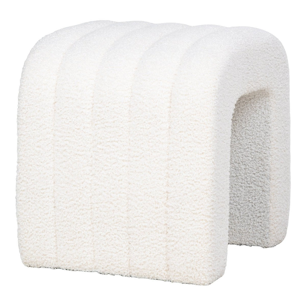 Pouf Colma - MDF, Pinède, Mousse, Polyester, Blanc - 41x36,5 cm