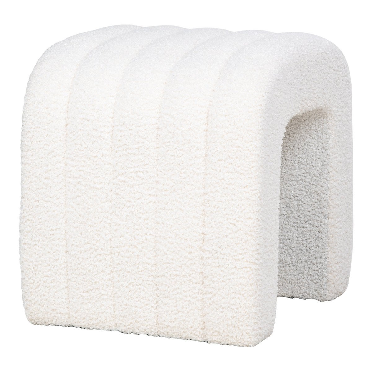 Pouf Colma - MDF, Pinède, Mousse, Polyester, Blanc - 41x36,5 cm