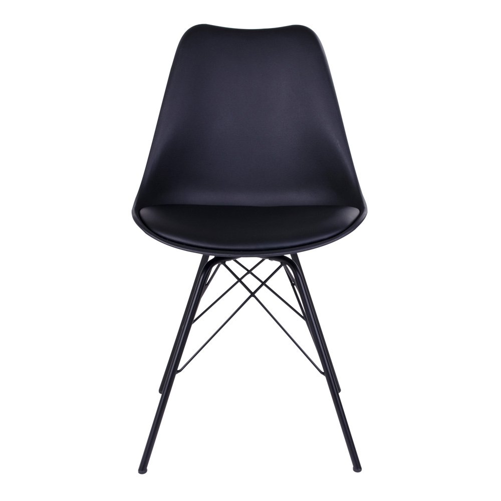 Chaise de salle à manger Oslo – Cuir PU, plastique moulé, métal, noir – Lot de 2
