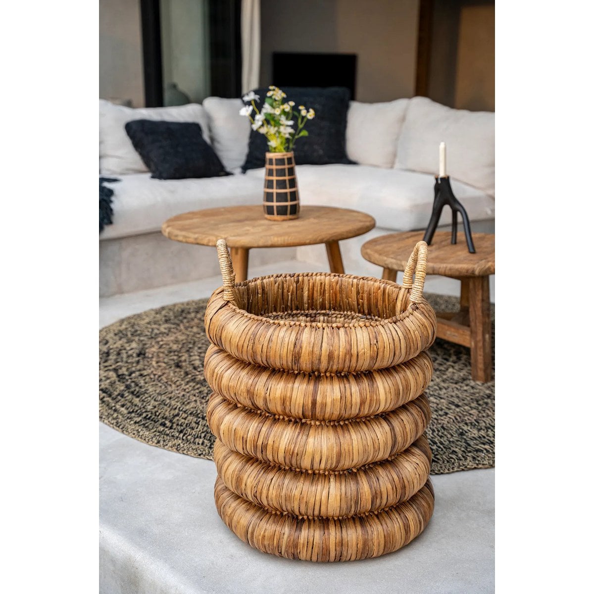Grand panier en jacinthe d’eau Chunky – Naturel – ×54cm | Bazar Bizar