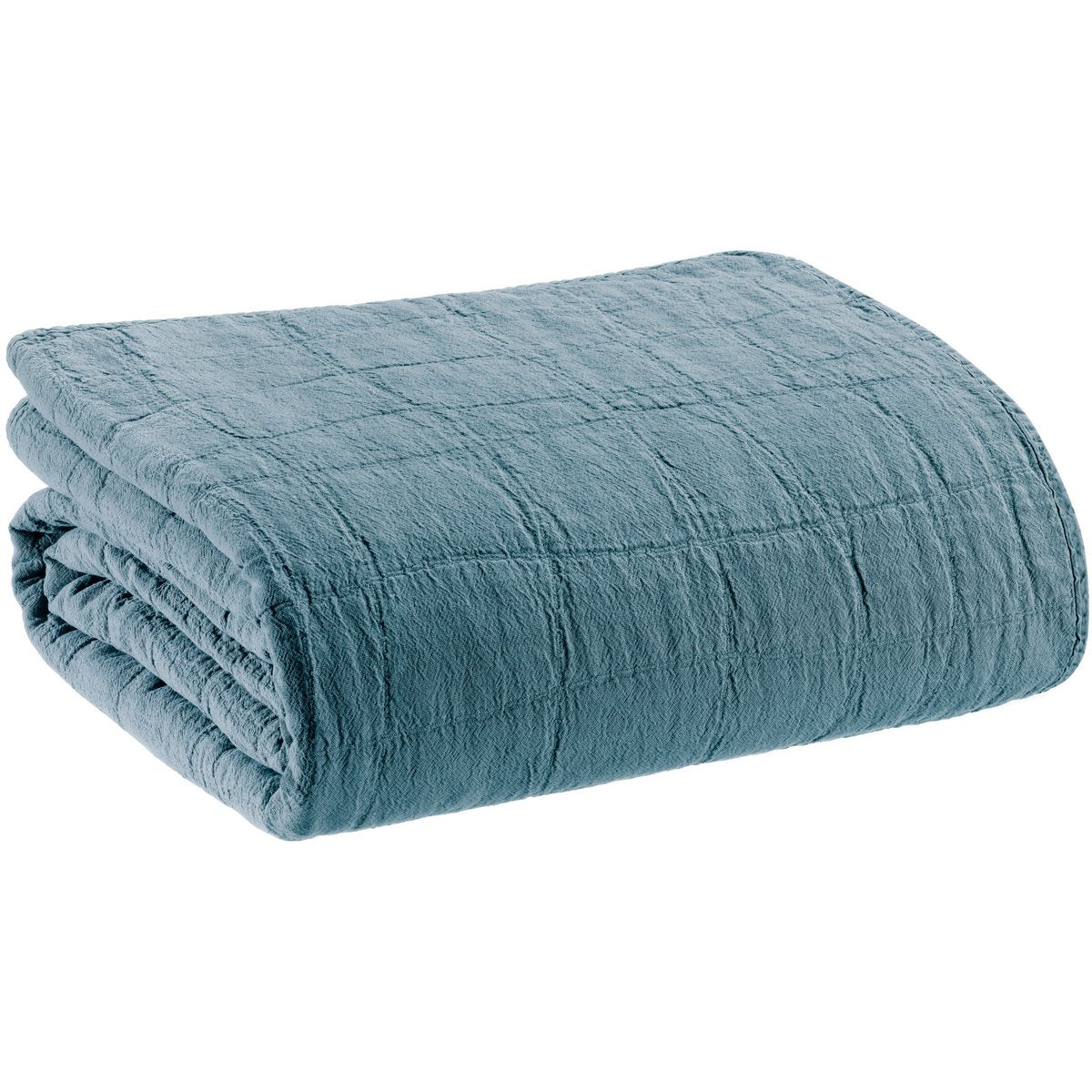 Jeté de lit Titou Acier en coton recyclé finition quiltée 180 × 260 cm