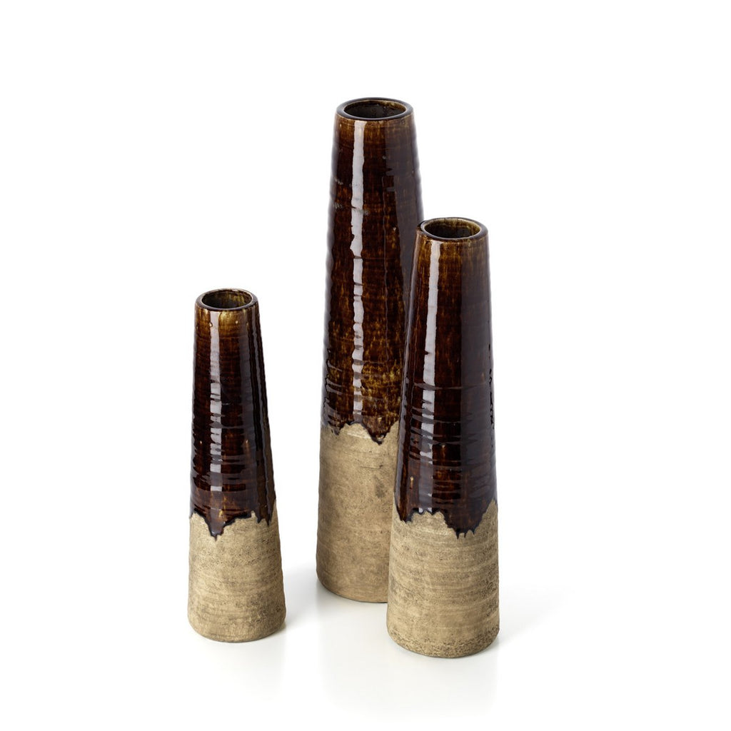 Vase conique en grès Ambre – Brun Béton – M | Bazar Bizar