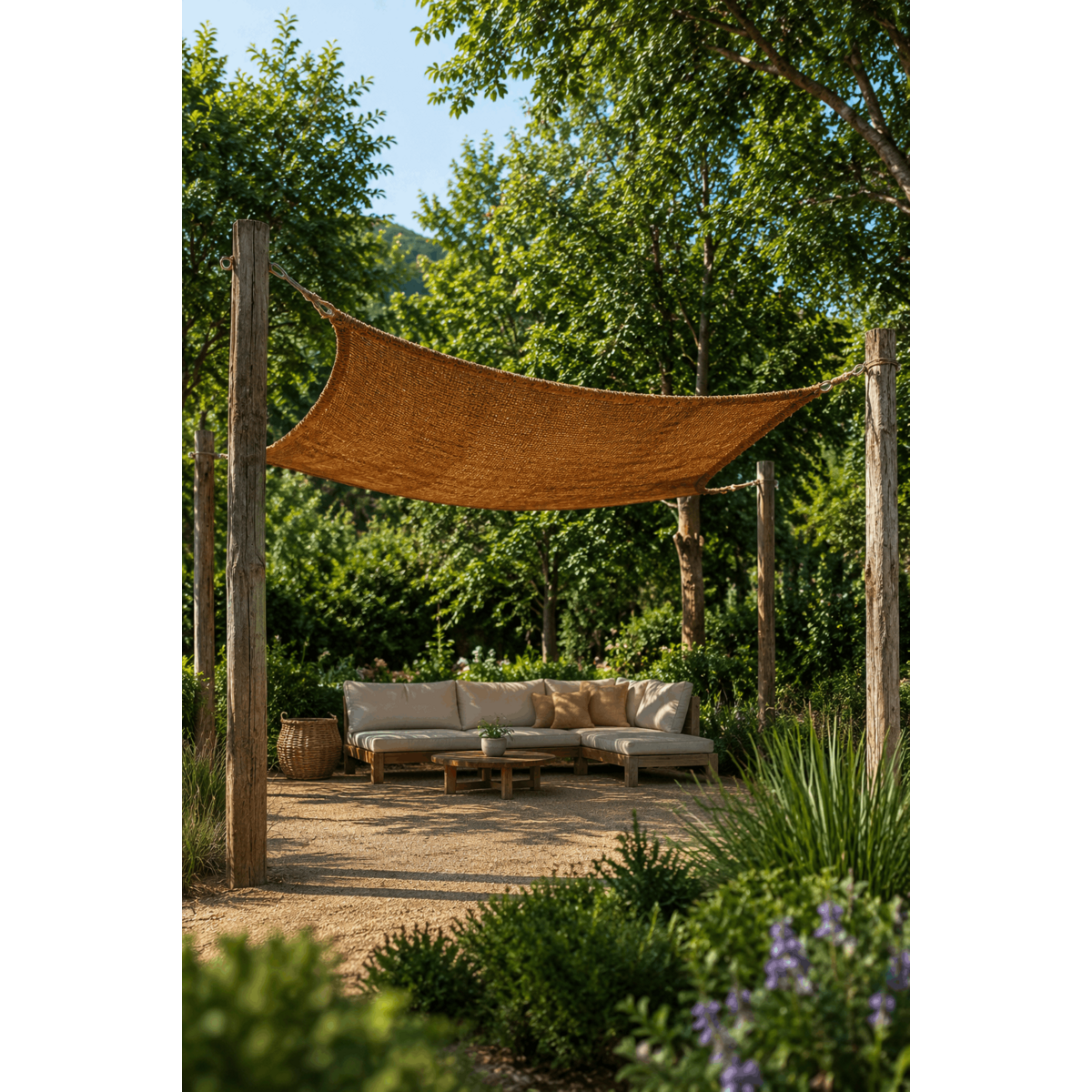 Voile d’ombrage rectangulaire en fibre de coco The Coco Shade – Naturel – 400×300cm | Bazar Bizar
