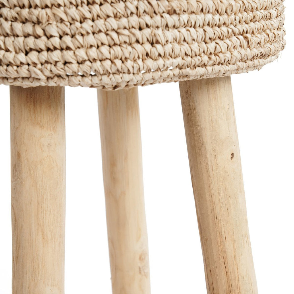 Tabouret de bar en raphia et teck – Naturel – 75cm | Bazar Bizar