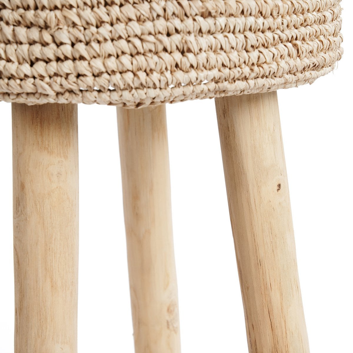 Tabouret de bar en raphia et teck – Naturel – 75cm | Bazar Bizar