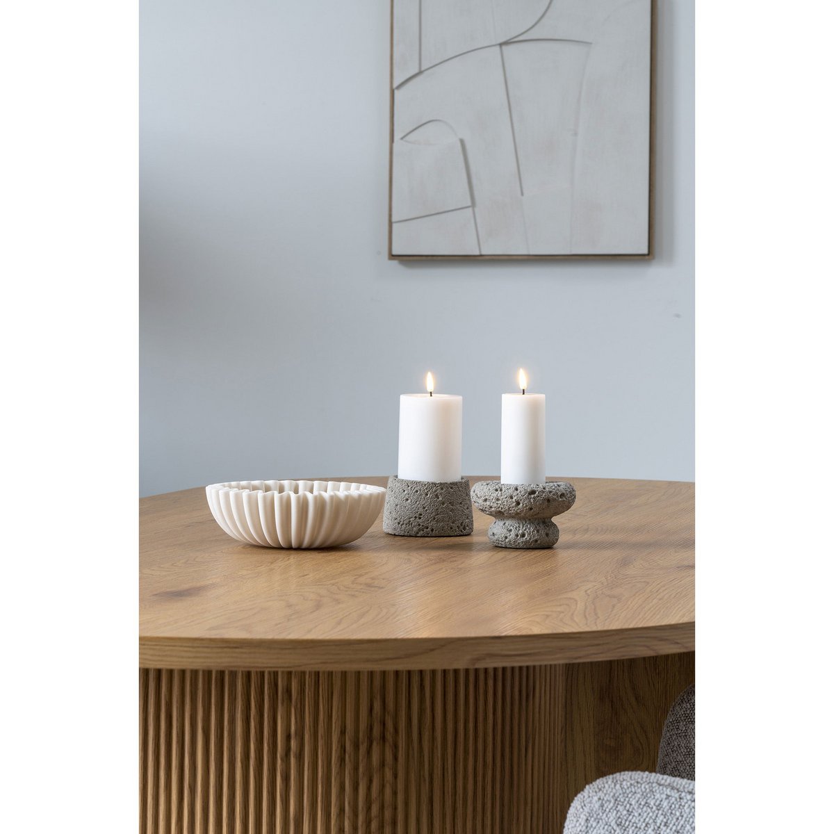 Bougeoirs en ciment – Gris (lot de 2)