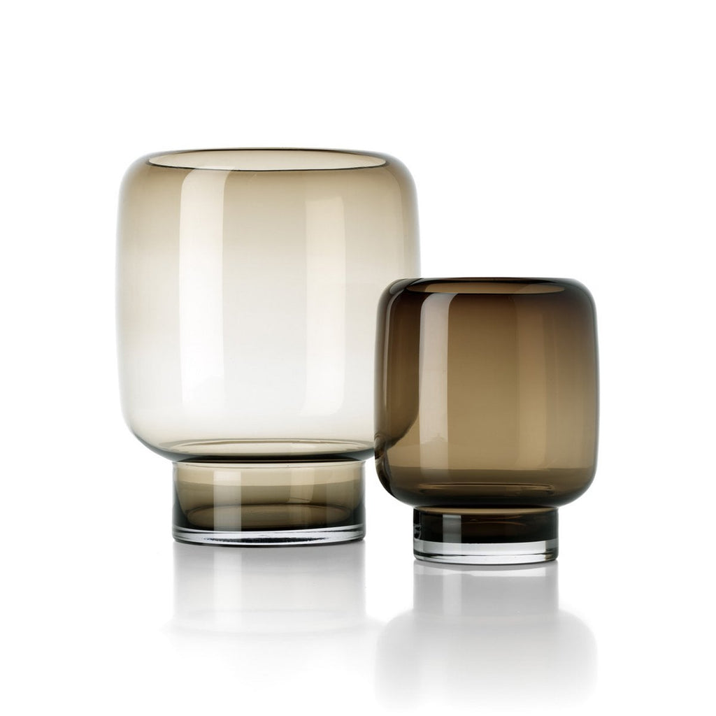 Vase Smoky Cube en verre fumé brun 30 cm
