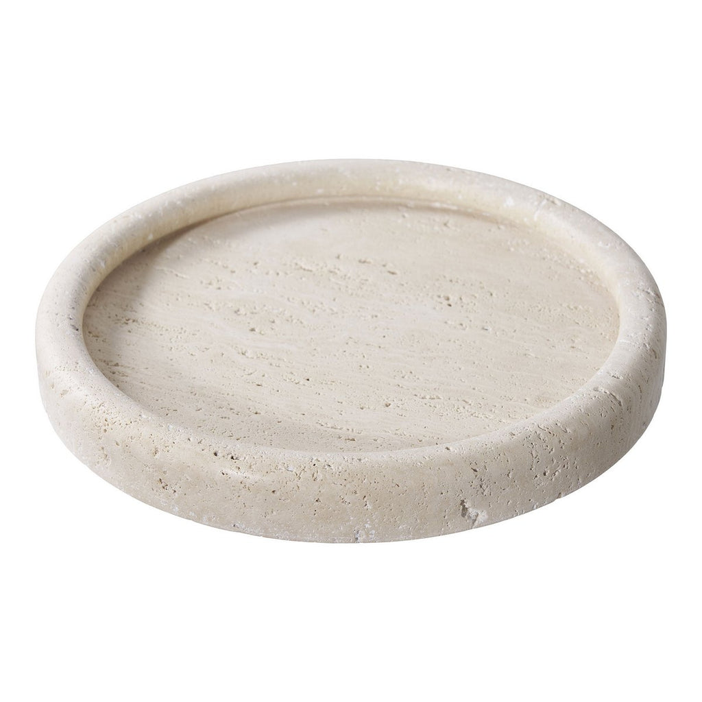Plateau en travertin naturel – Ø25,5 cm