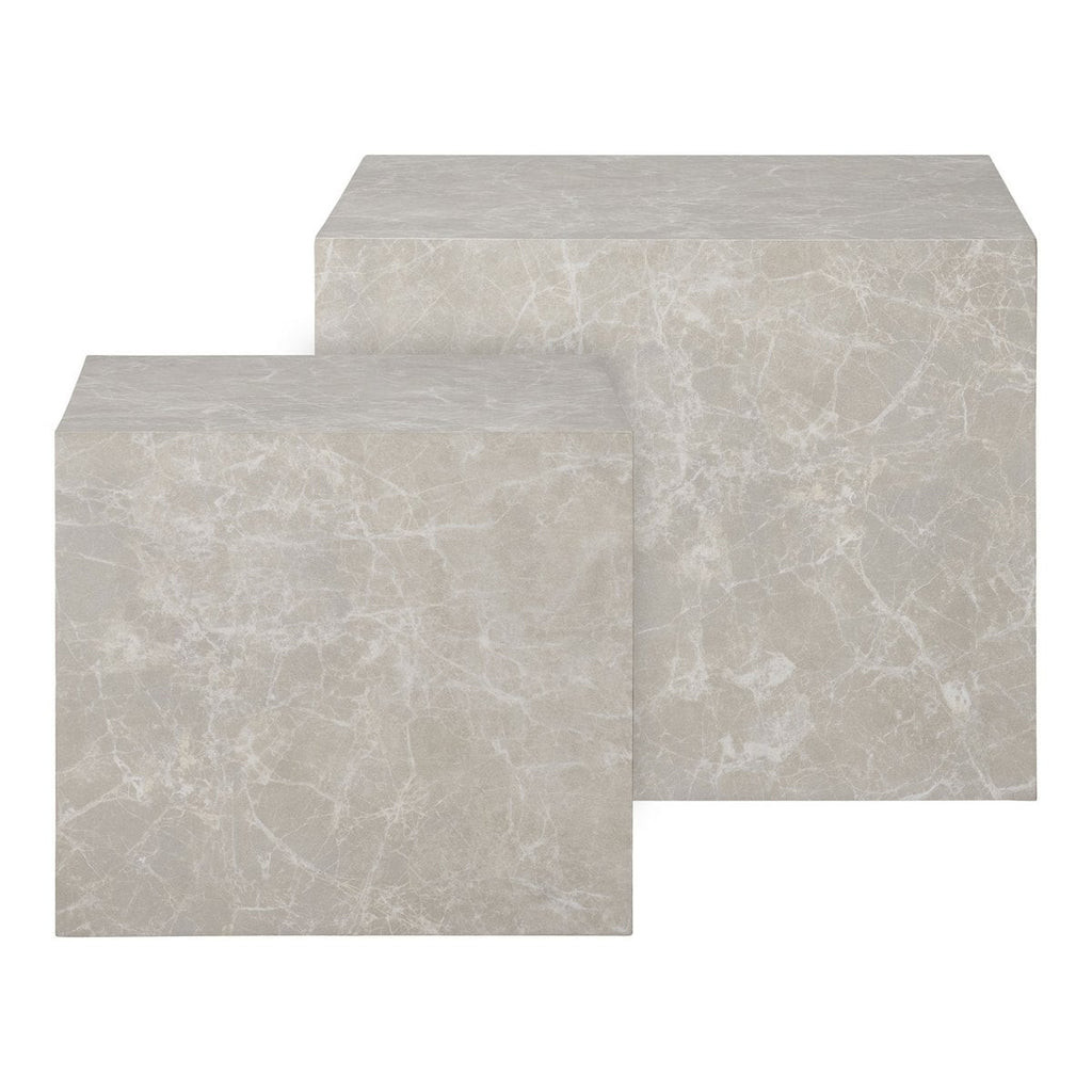 Tables Basses Prague - Aspect Marbre Beige, Lot de 2 (42 & 50 cm)
