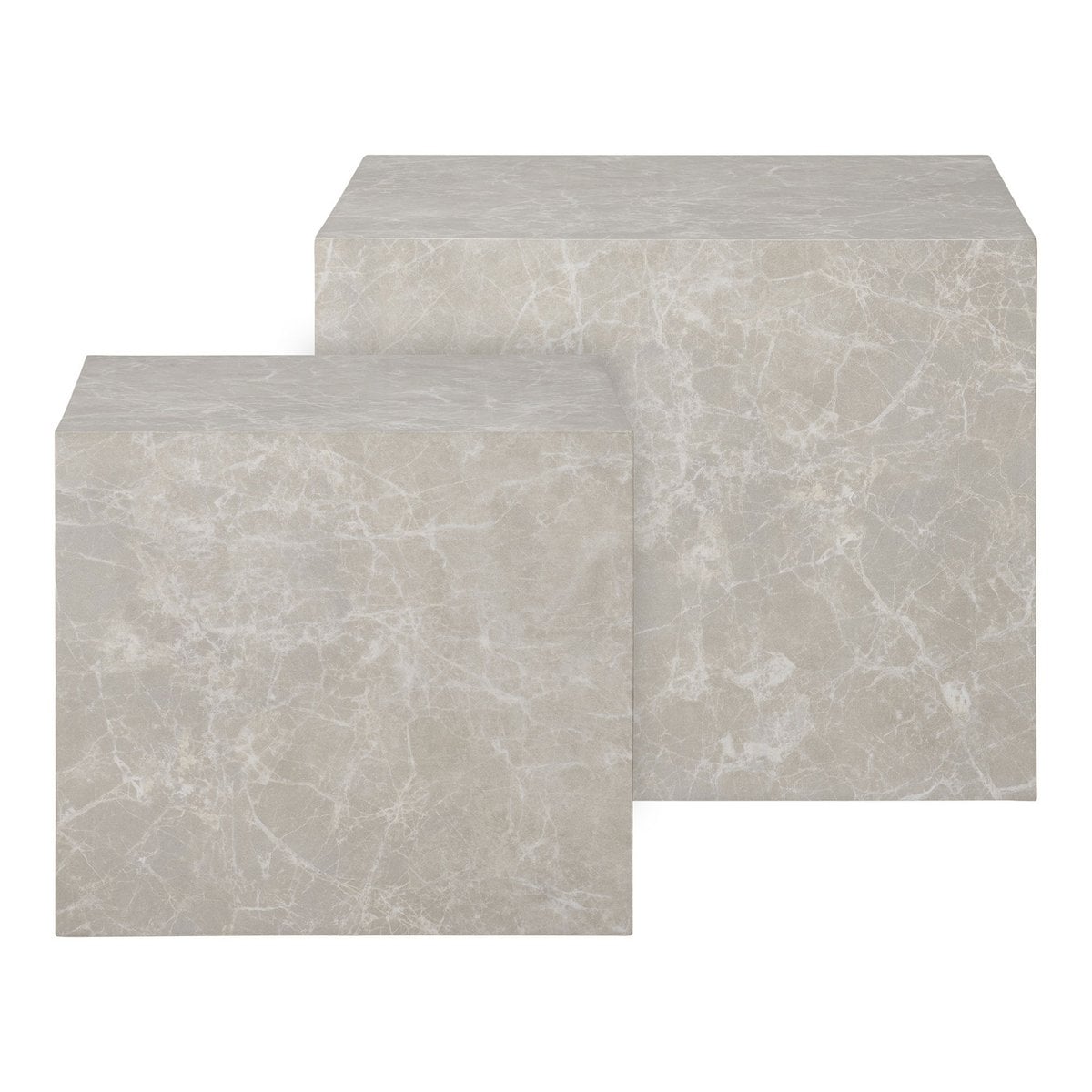 Tables Basses Prague - Aspect Marbre Beige, Lot de 2 (42 & 50 cm)