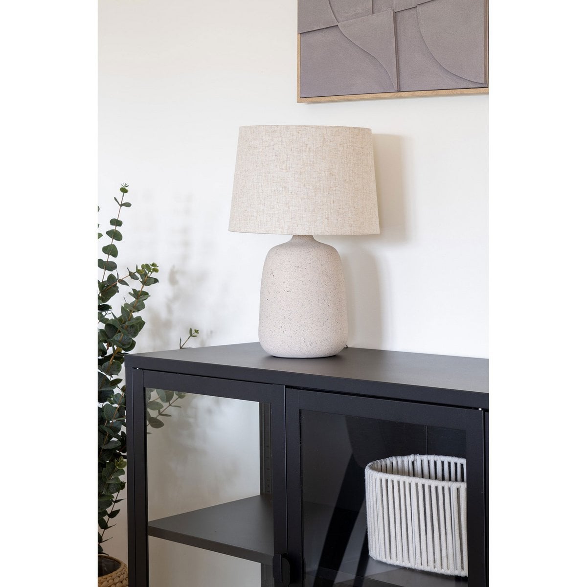 Lampe de Table Croft - Céramique Pierre Beige, 30x47 cm