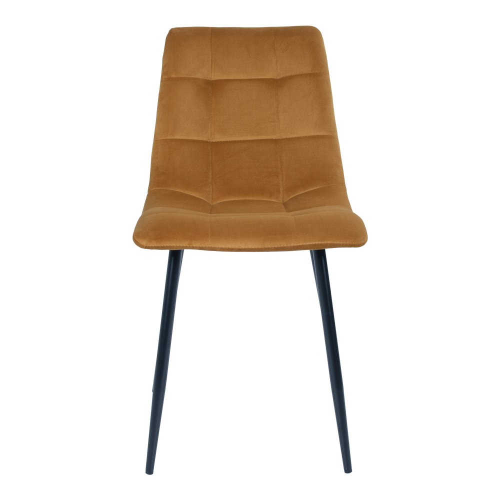 Chaise de salle à manger Middelfart – Velours polyester, acier, jaune moutarde – Lot de 2