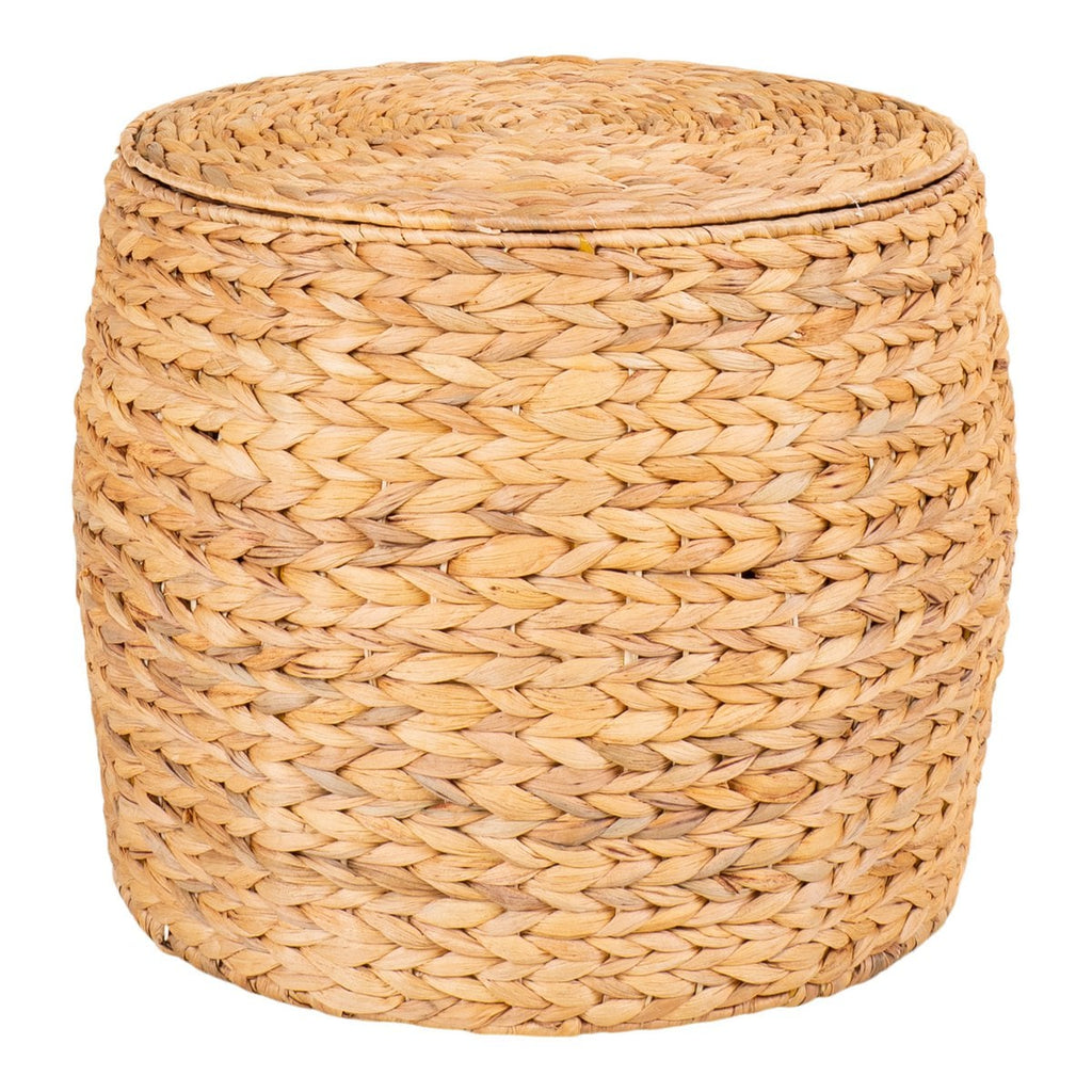 Table d'Appoint Delia - Jacinthe d'Eau Tressée Main avec Rangement, Ø43x34 cm