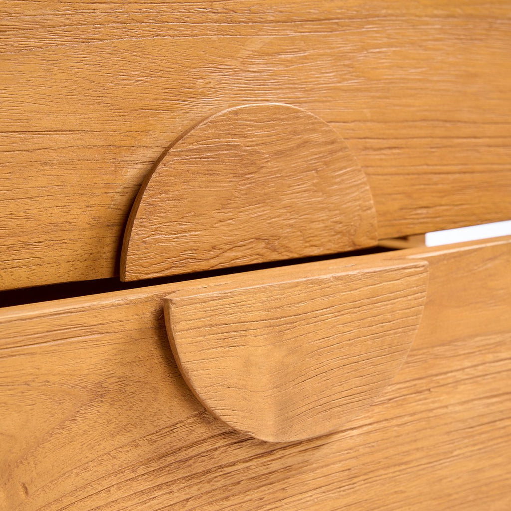 Table de nuit en teck massif Eclipse – Naturel – 2 tiroirs | Bazar Bizar