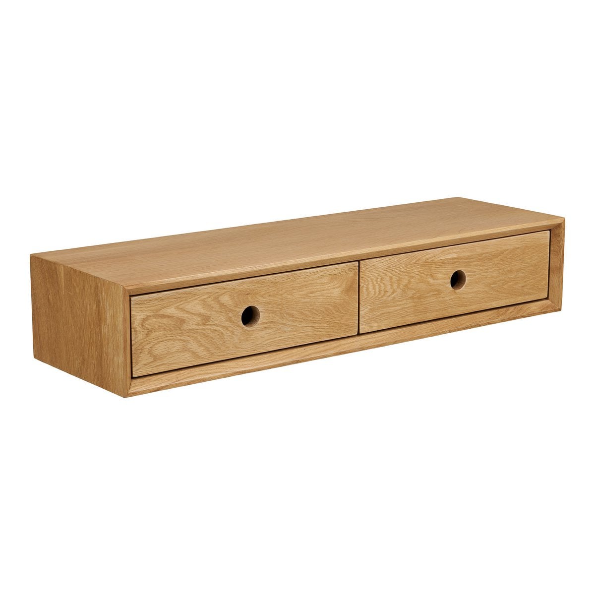 Commode murale Luzern en chêne laqué – 2 tiroirs – 80 × 25 × 15 cm