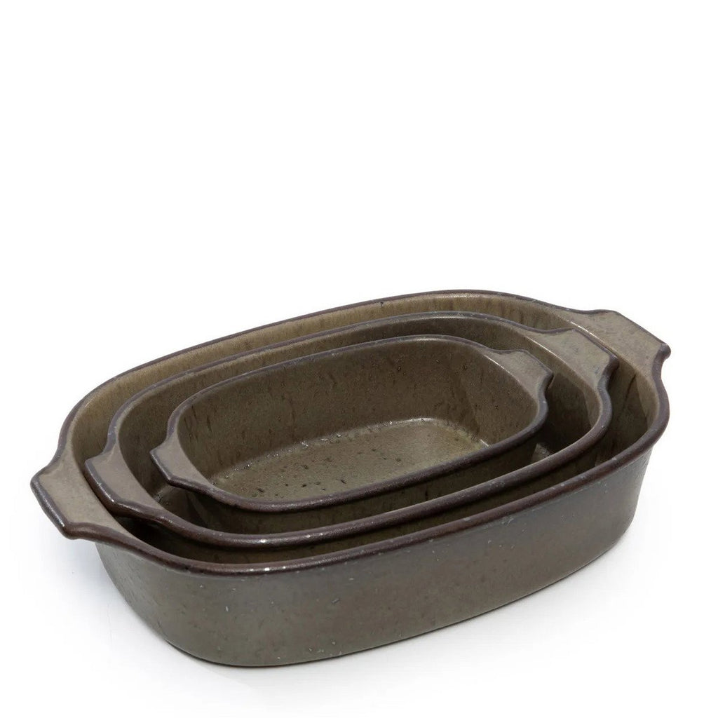 Plat de four en grès Comporta – Vert Glaçure Craquellée – L | Bazar Bizar