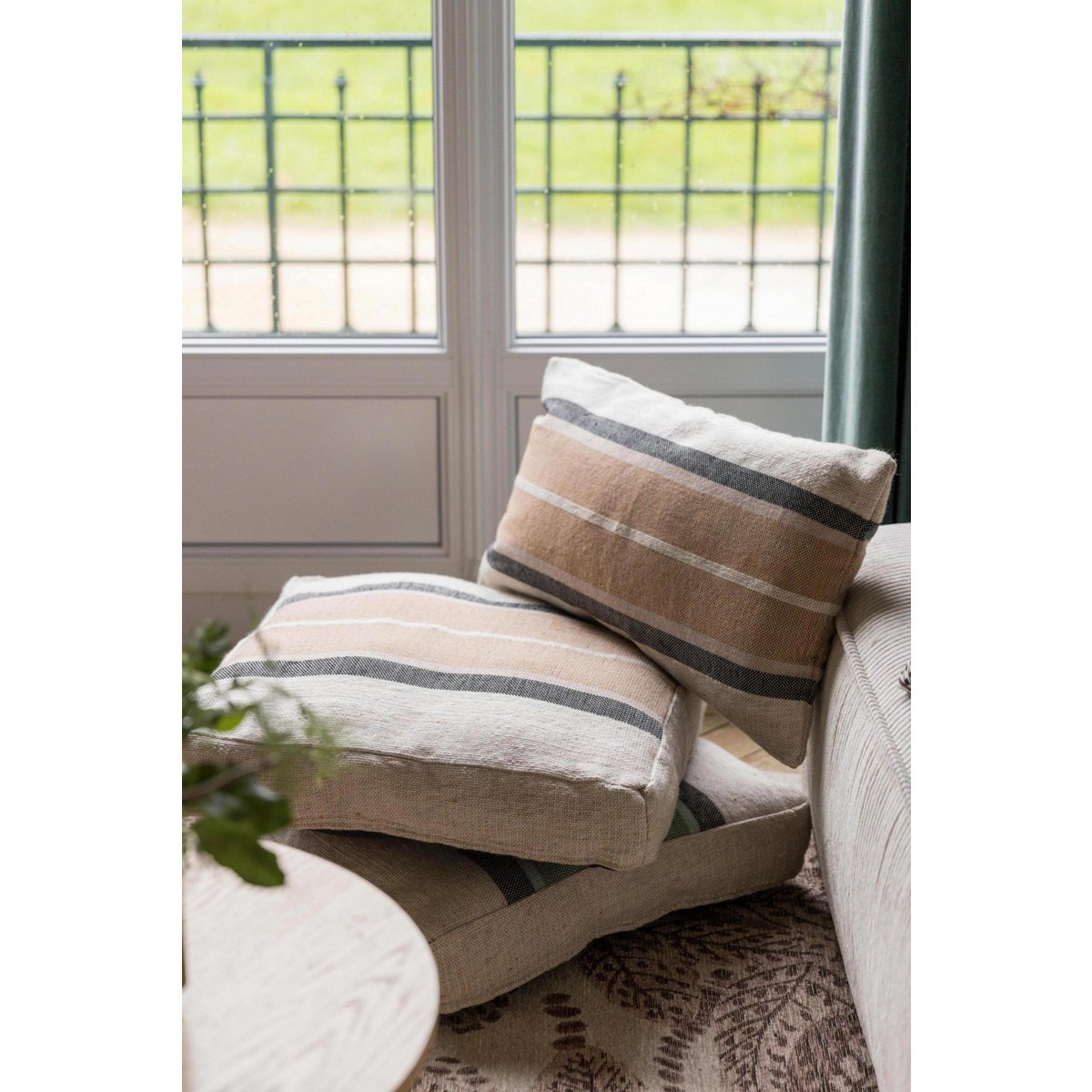 Coussin Gatsby Eucalyptus PET recyclé tissé main 40 × 65 cm