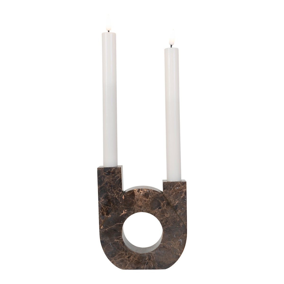 Bougeoir en Marbre Naturel - Marron, 12x3,5x14 cm