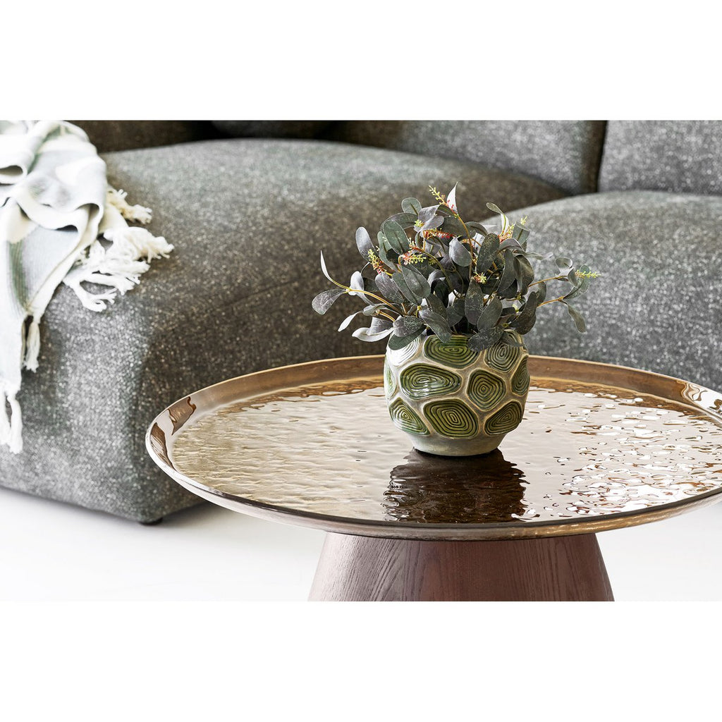 Pot de fleurs céramique vert forêt foncé et marron Ø 18 cm