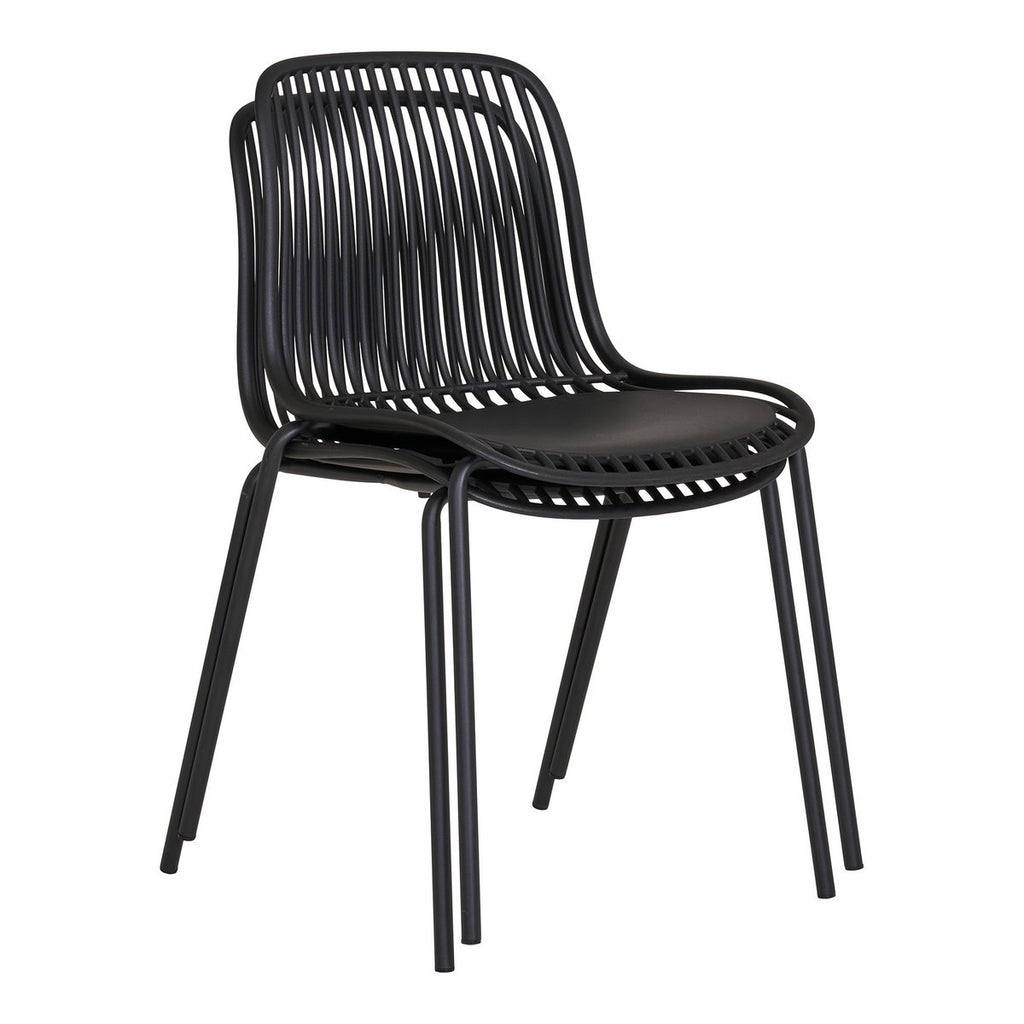 Chaise de jardin Branson – PP noir empilable (lot de 4)