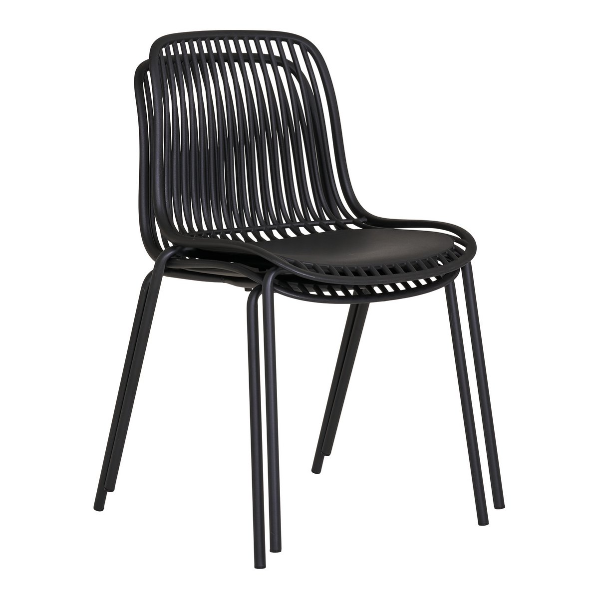 Chaise de jardin Branson – PP noir empilable (lot de 4)