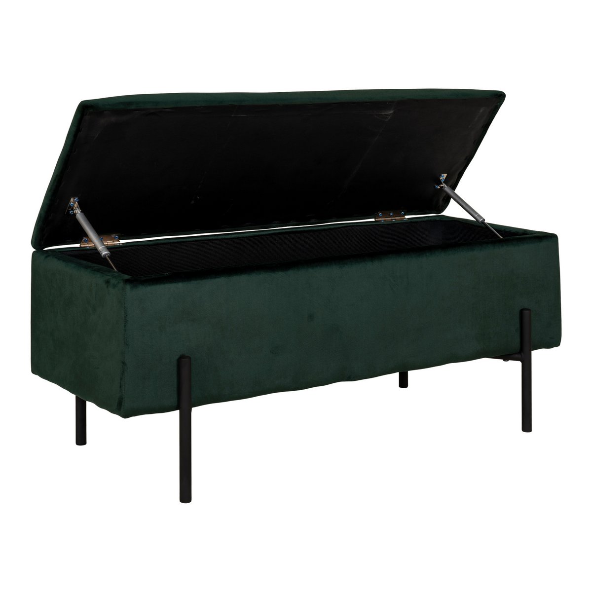 Banc coffre Watford – Velours vert & pieds métal noir