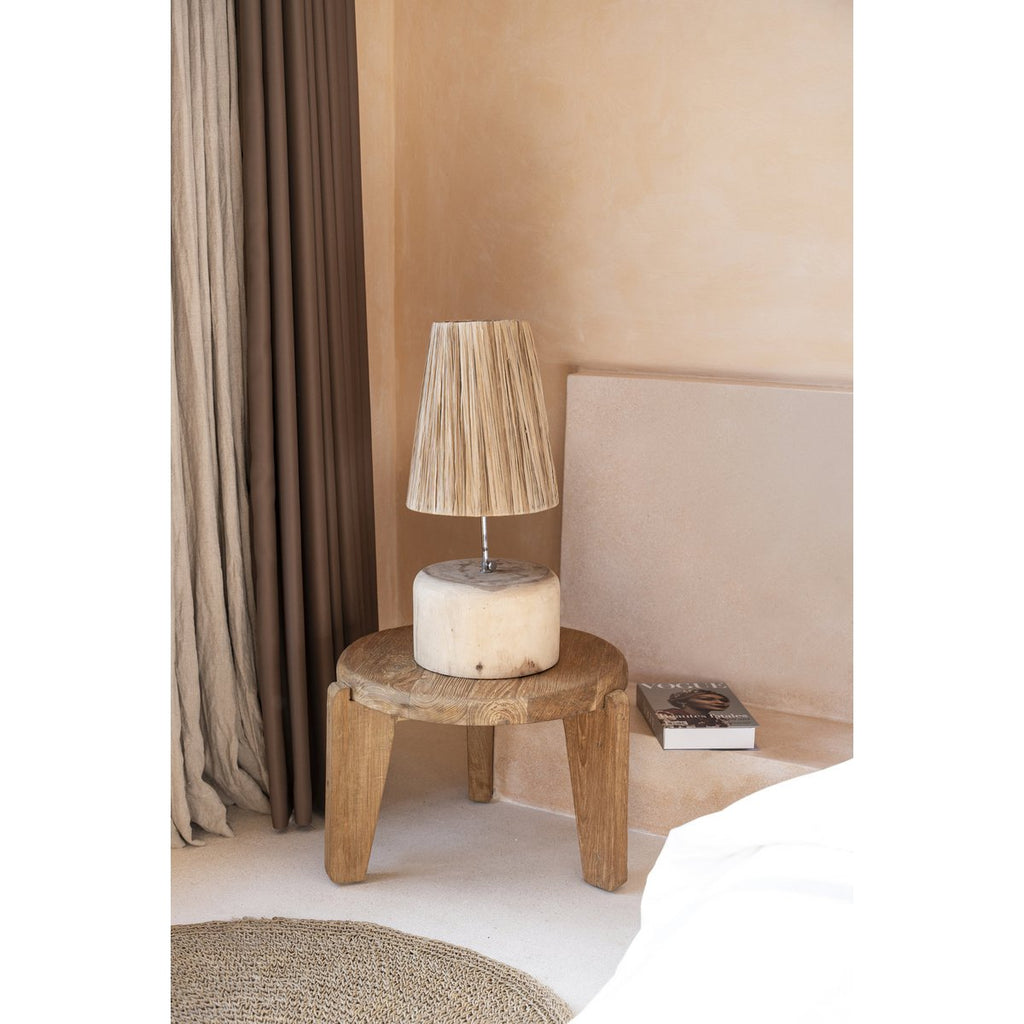 Table basse Wabi Sabi M en teck récupéré – Ø 60 cm