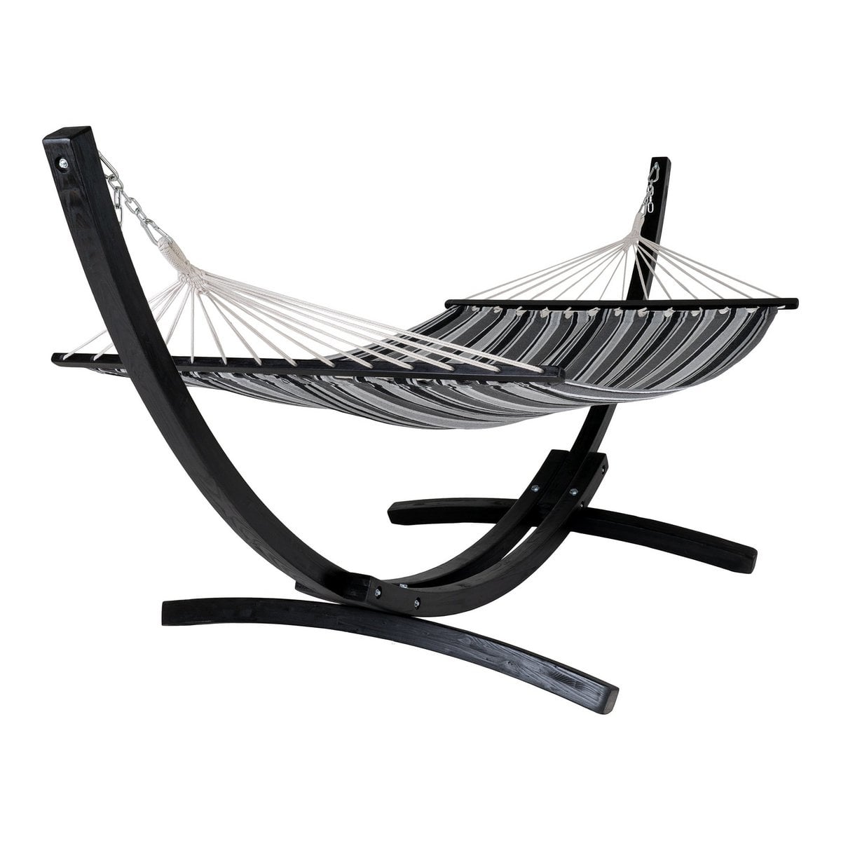 Hamac Tripoli - Gris/Noir, Polyester/Coton, Mélèze, 320x120x120cm