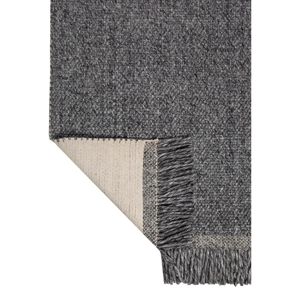 Tapis Kulti Gris en laine mélangée à franges 120 × 170 cm