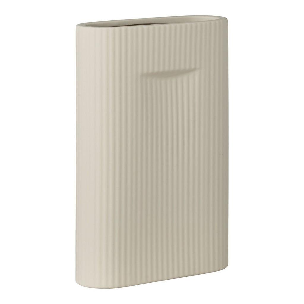 Vase en Céramique Gris - Forme Ovale, 16,5x6,5x26 cm