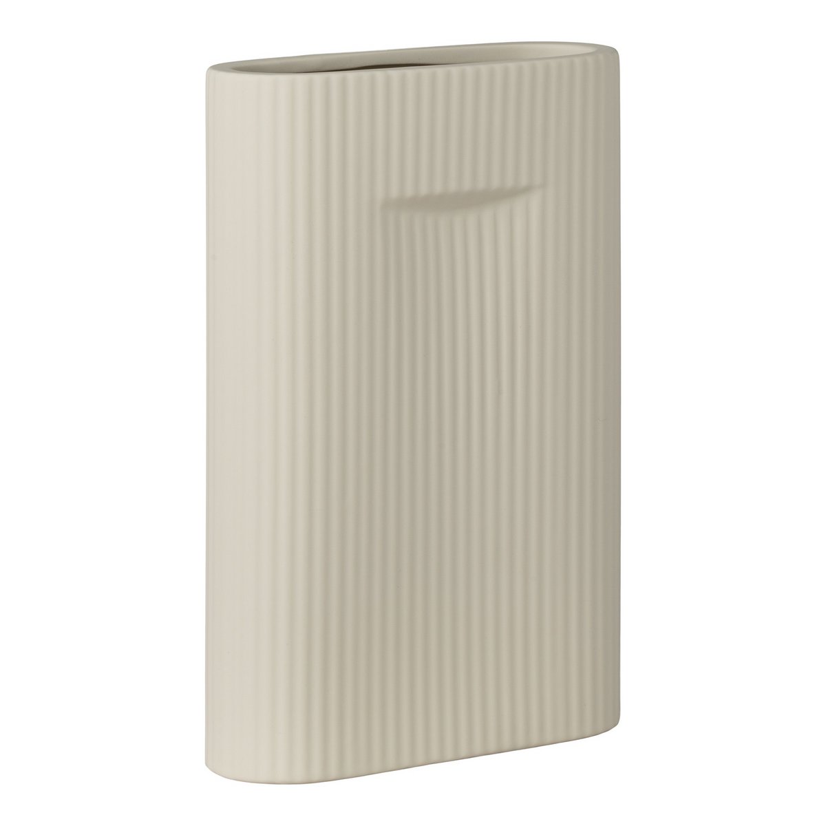 Vase en Céramique Gris - Forme Ovale, 16,5x6,5x26 cm