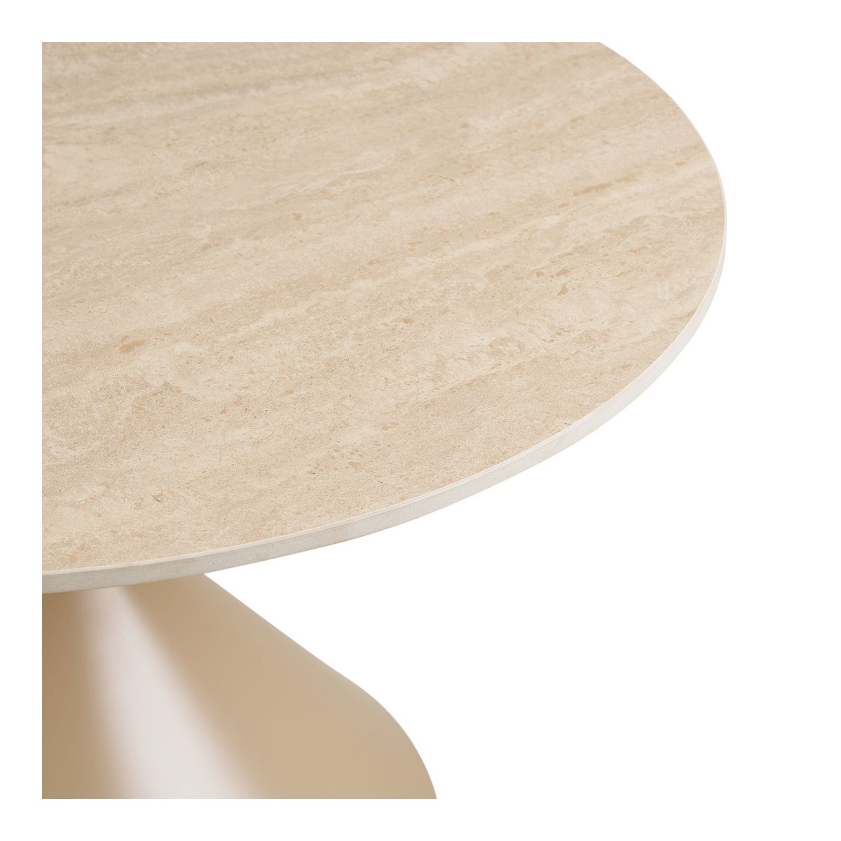 Table Basse Annecy - Céramique Travertin & Acier Sable, Ø70x41 cm