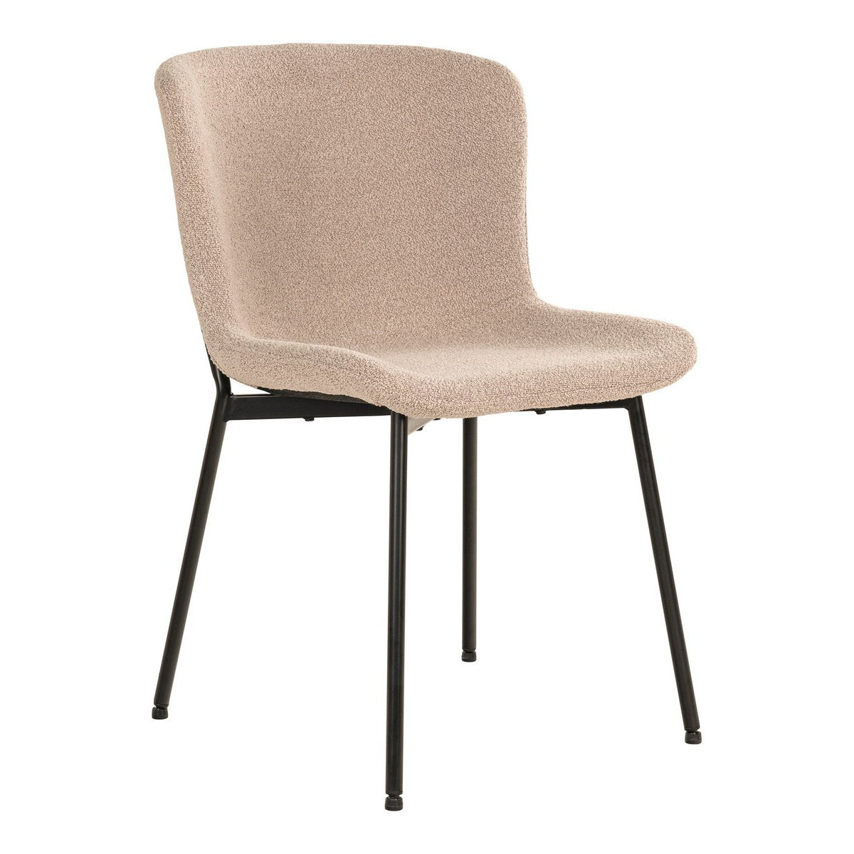 Chaise de salle à manger Maceda – Bouclé beige & pieds noirs (lot de 2)